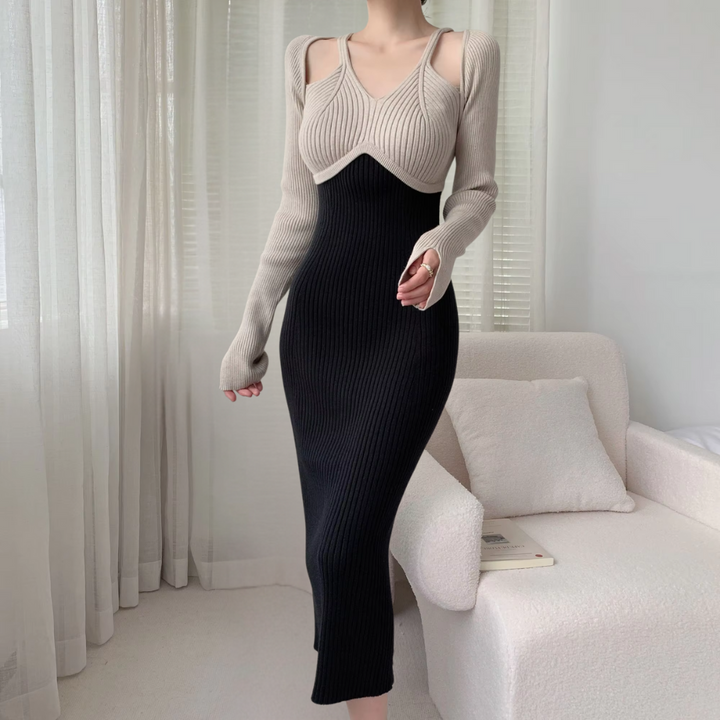 Elegant black maxi dress for women with long sleeves, perfect for versatile fashion & everyday wear.