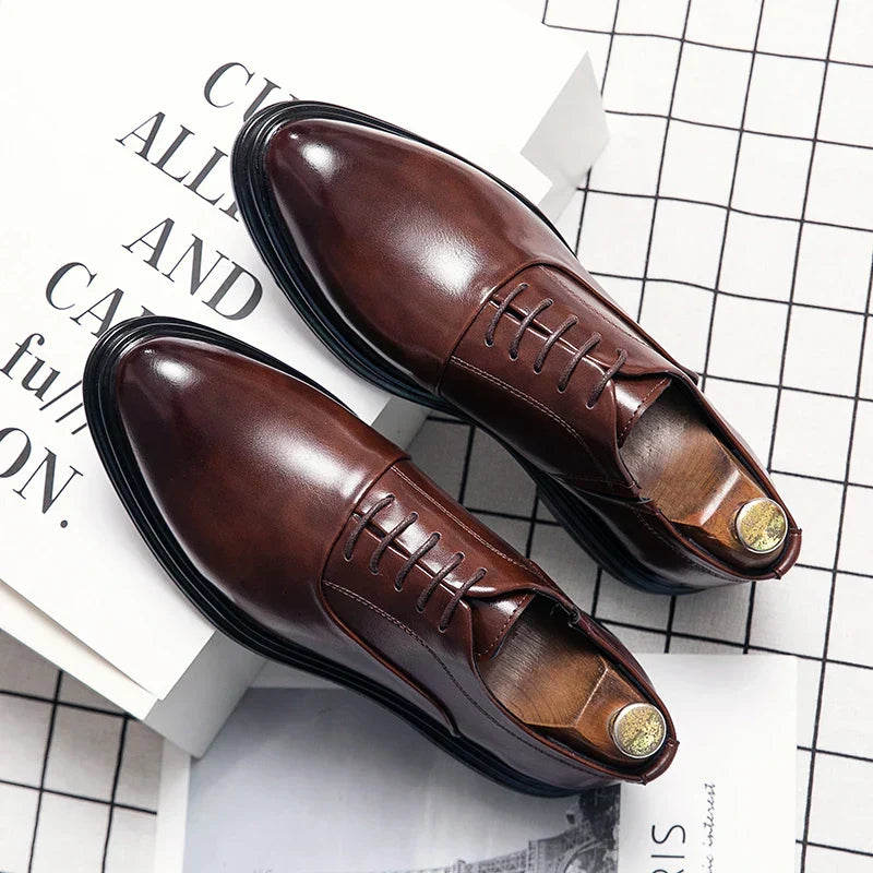Elegant black men's formal dress shoes. Perfect for business, special occasions, and gentlemen's classic style footwear.