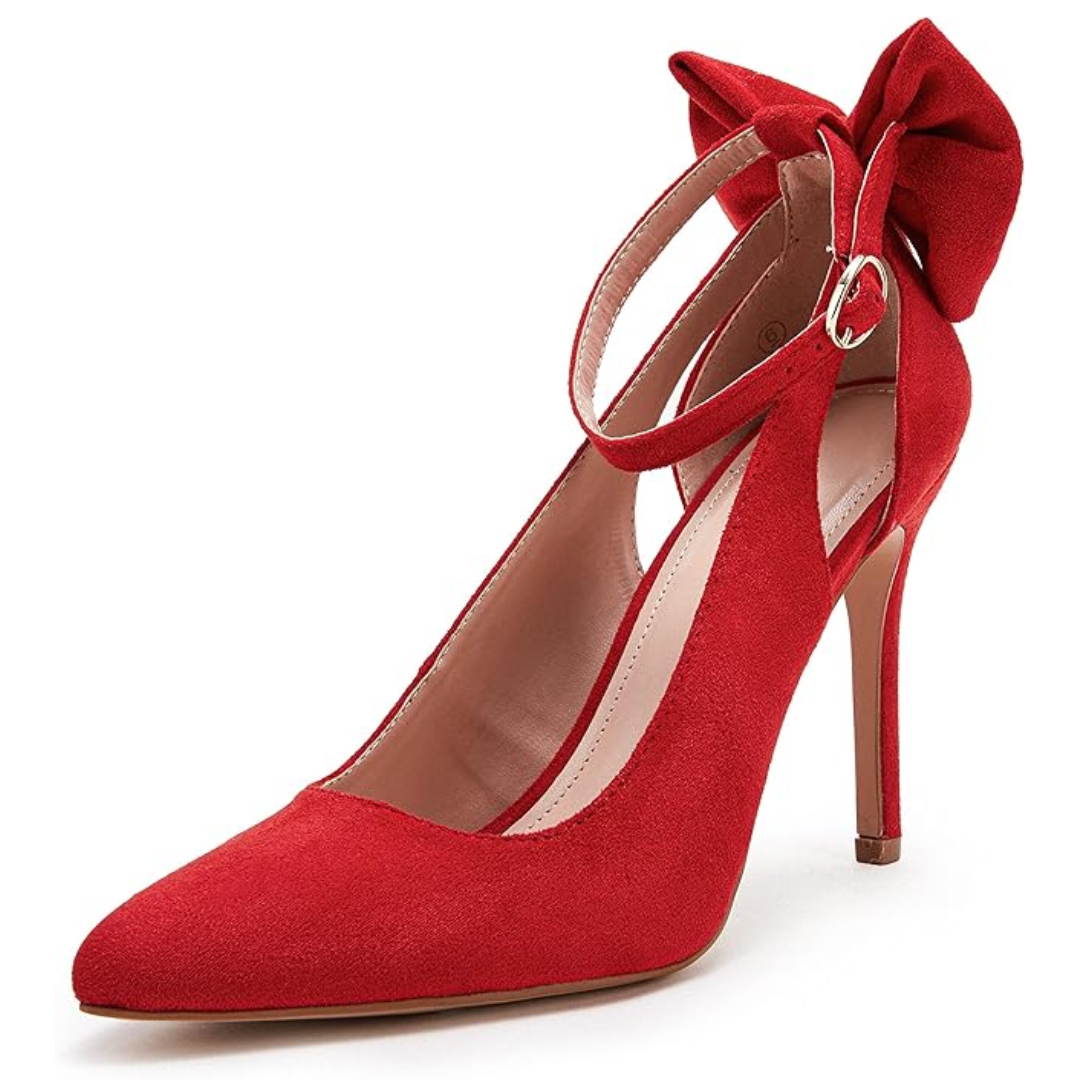 Women's formal high heel shoes, pointed toe and classic stiletto with a charming bow accent.