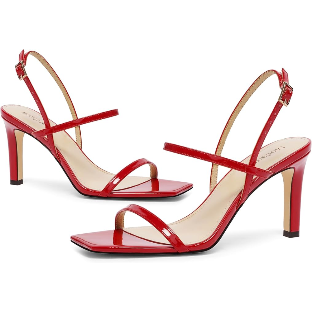 Elegant black strappy high heel sandals for women, perfect for evening wear or parties.