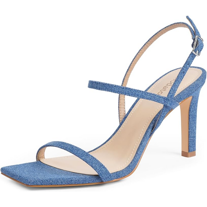 Fashionable women's strappy high heel sandals, sleek black color, an essential for parties.