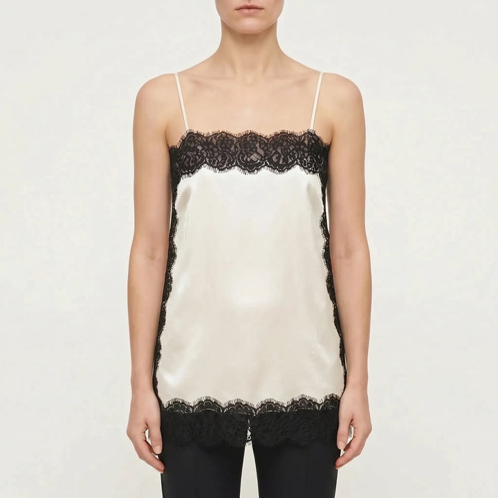 Lace-trim camisole for women, an elegant and versatile sleeveless top, perfect for various outfits.