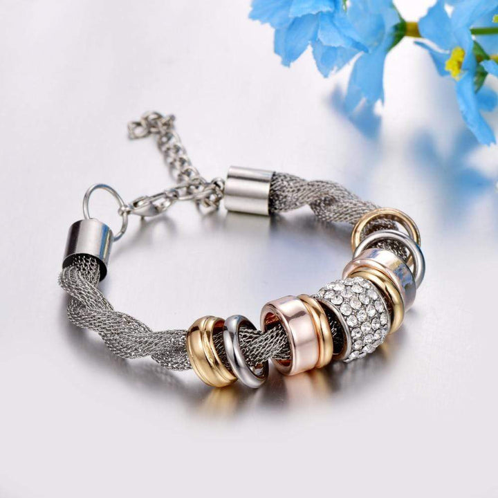 Black braided fashion bracelet for women, a modern and elegant accessory by Zarina.