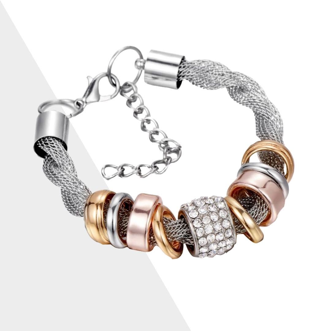 Elegant braided silver women's fashion bracelet, versatile modern jewelry