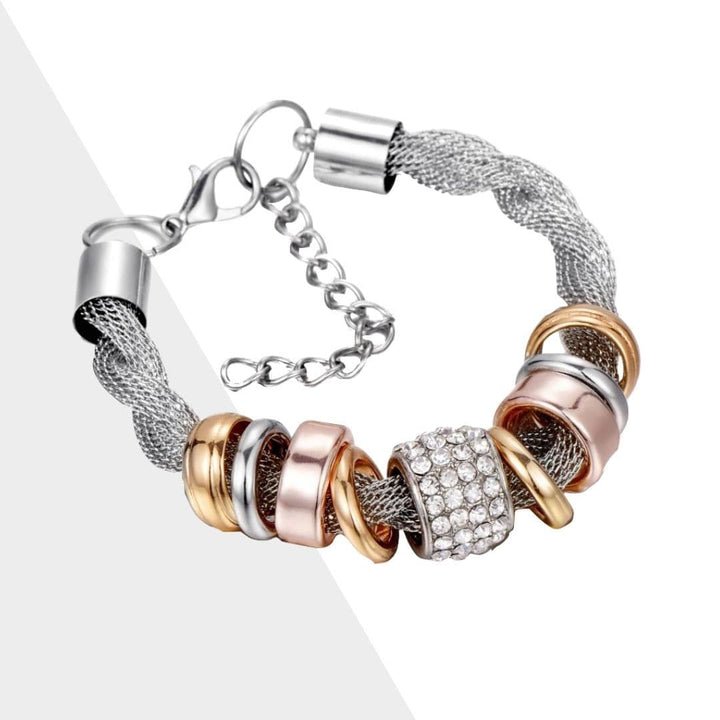 Elegant braided silver women's fashion bracelet, versatile modern jewelry