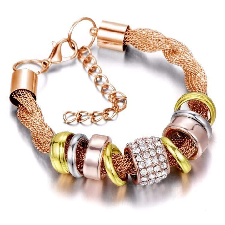 Braided women's bracelet featuring a secure clasp, elegant and fashionable accessory