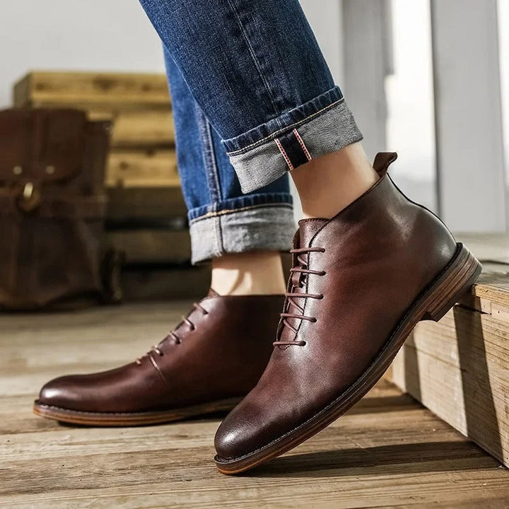 Men's versatile brown Chelsea boots. Comfortable ankle boots with elastic side panels. Perfect for smart casual & formal wear.
