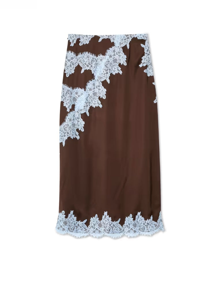 Stylish women's brown tie-dye halter maxi dress, elegant and flowing with a chic side slit.