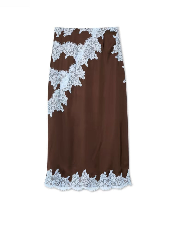 Stylish women's brown tie-dye halter maxi dress, elegant and flowing with a chic side slit.
