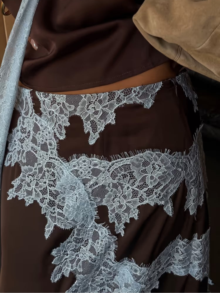 Boho-chic elegant women's tie-dye halter maxi dress in brown, featuring a high side slit.