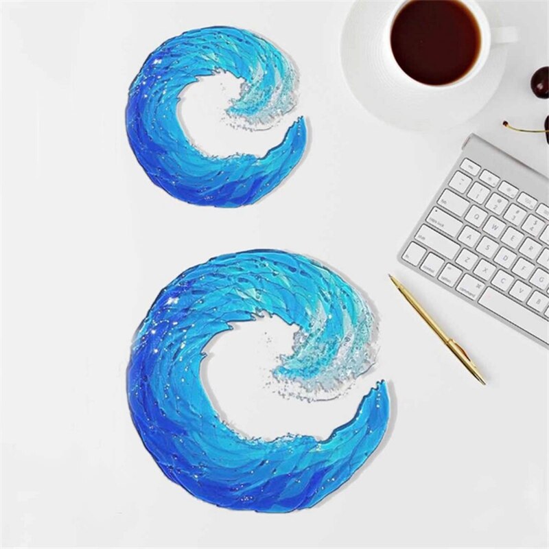 Tranquil ocean wave glass sculpture, a unique artistic gift for home decor, adding modern elegance.