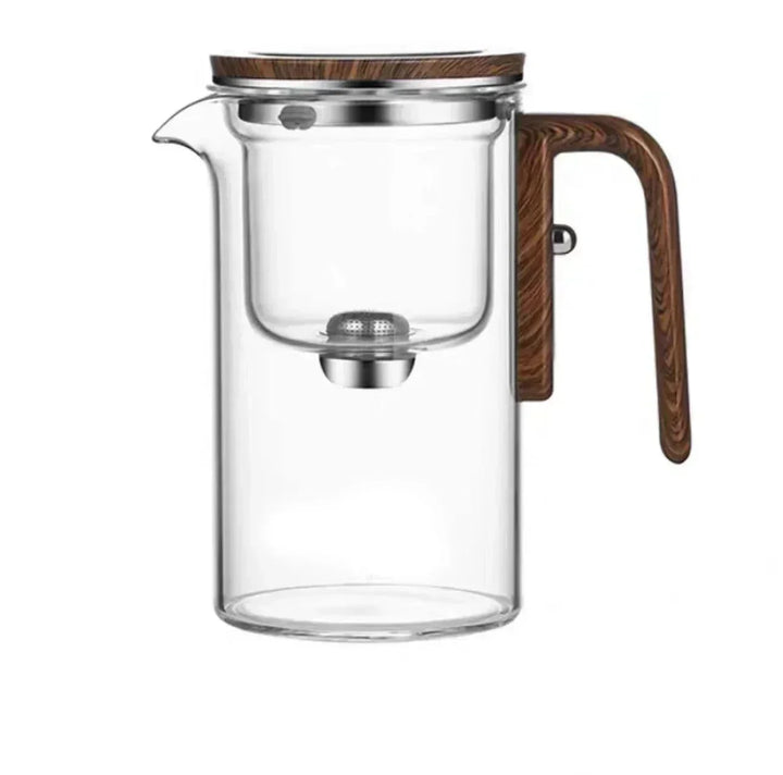 Stylish kitchenware: clear glass teapot and infuser set for enjoying your favorite loose leaf teas.
