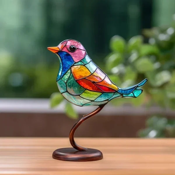 Elegant colorful glass bird figurine, perfect artistic home decor