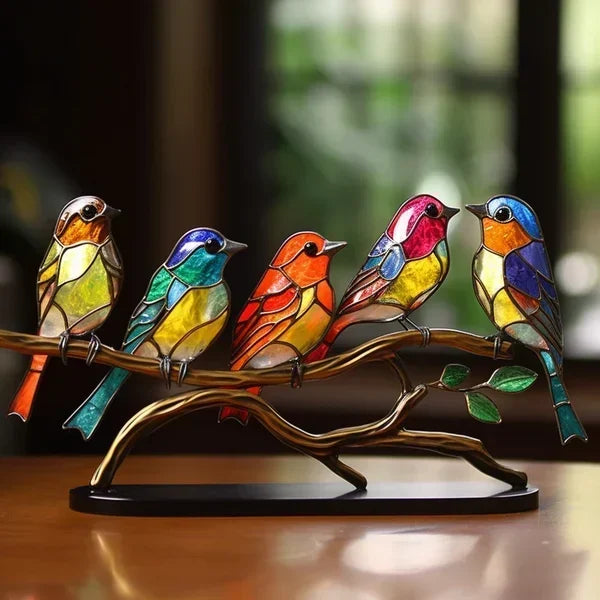 Handcrafted glass bird sculpture, vibrant and beautiful for any interior design