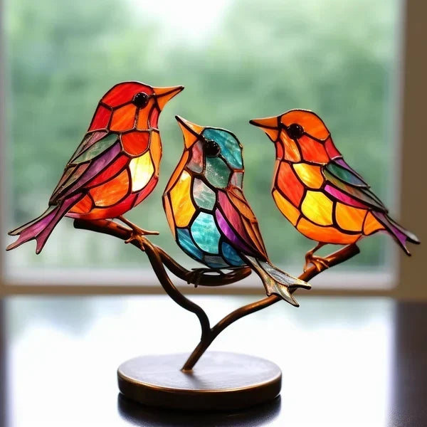 Detailed glass bird figurine, an elegant and colorful officedecor gift