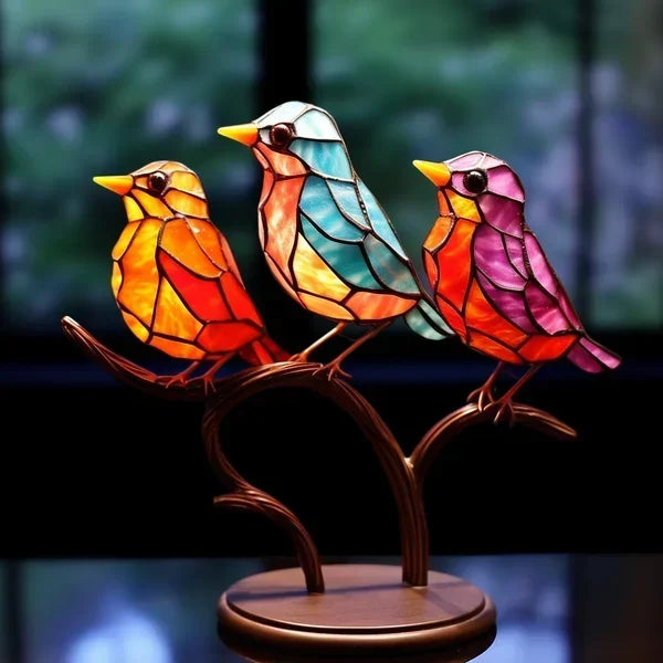 Colorful glass bird sculpture, ideal for elegant homedecor or office