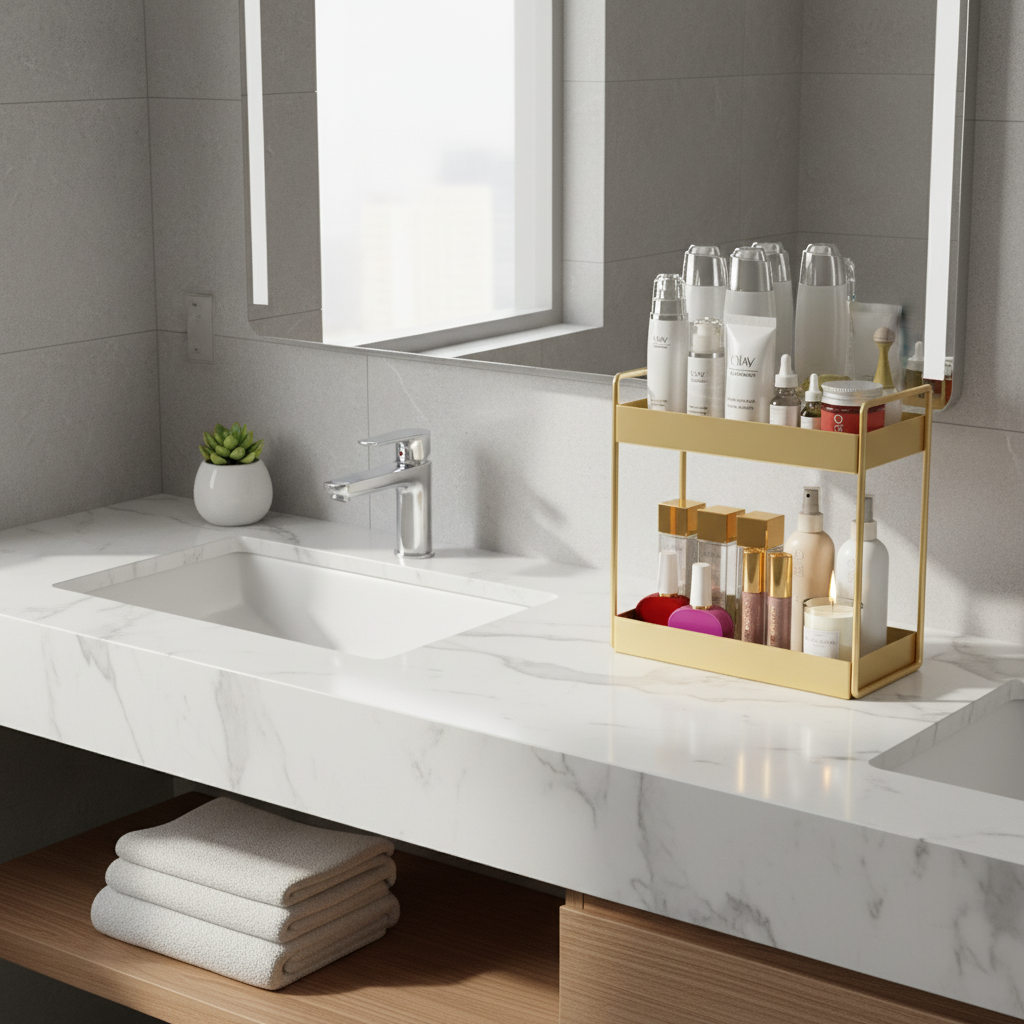 Keep spaces clutter-free with this elegant, compact organizer tray, a modern storage solution.