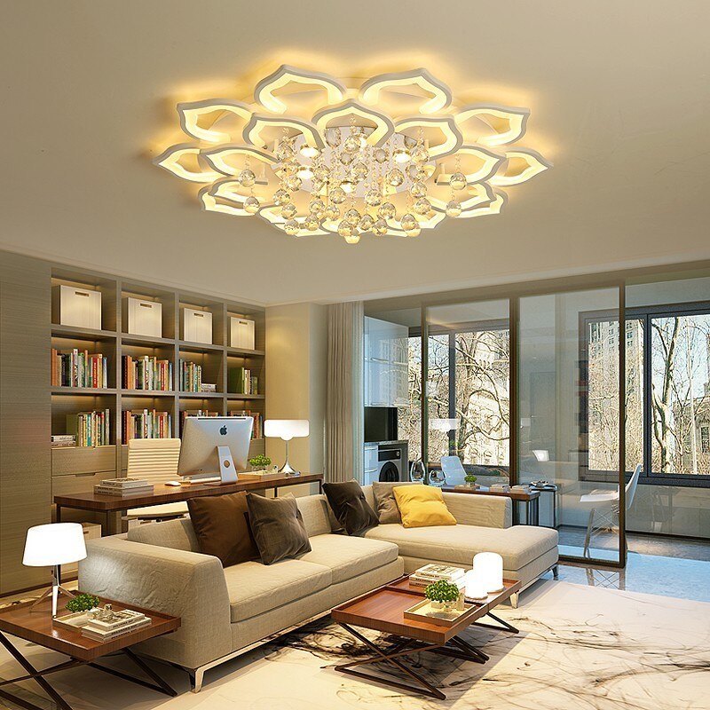 Modern crystal lotus ceiling light fixture, beautiful decorative lamp for sophisticated interior