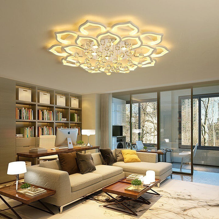 Modern crystal lotus ceiling light fixture, beautiful decorative lamp for sophisticated interior