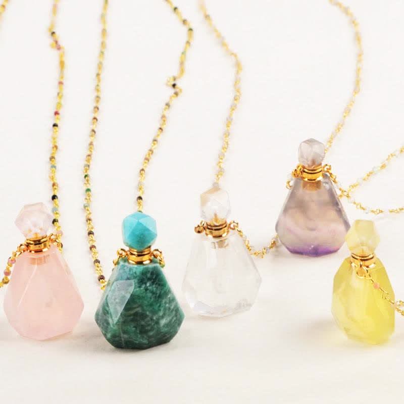 Charming women's crystal necklace, designed to hold essential oils in a tiny bottle.