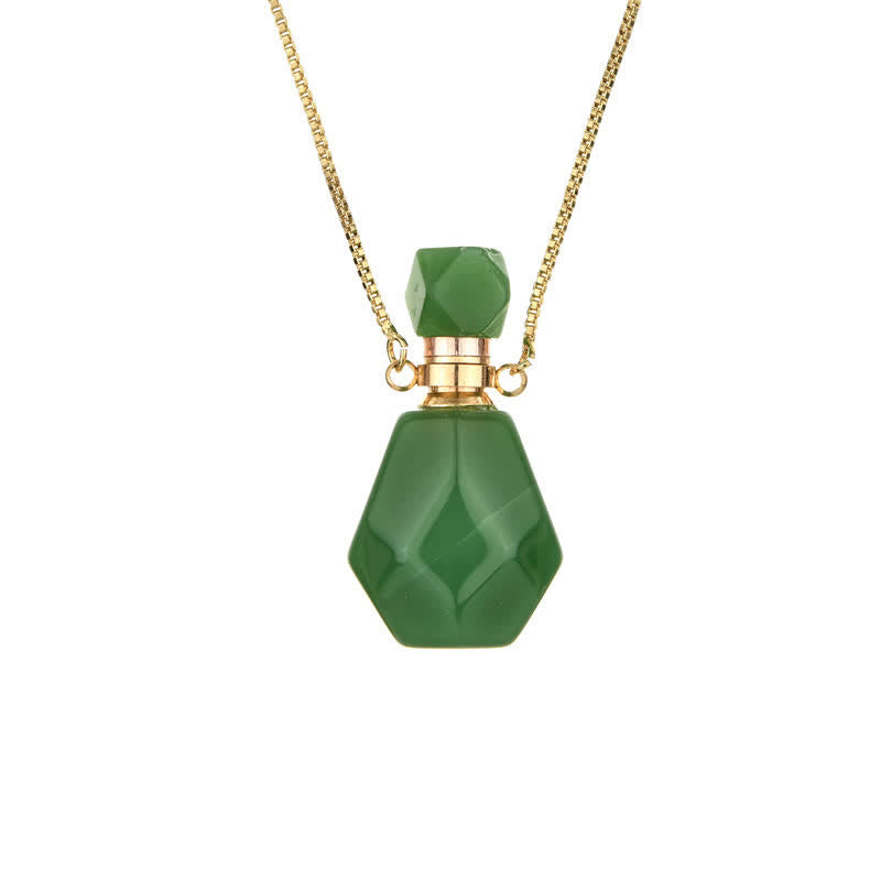 Natural stone crystal perfume bottle necklace, suitable for essential oils & personal scent.