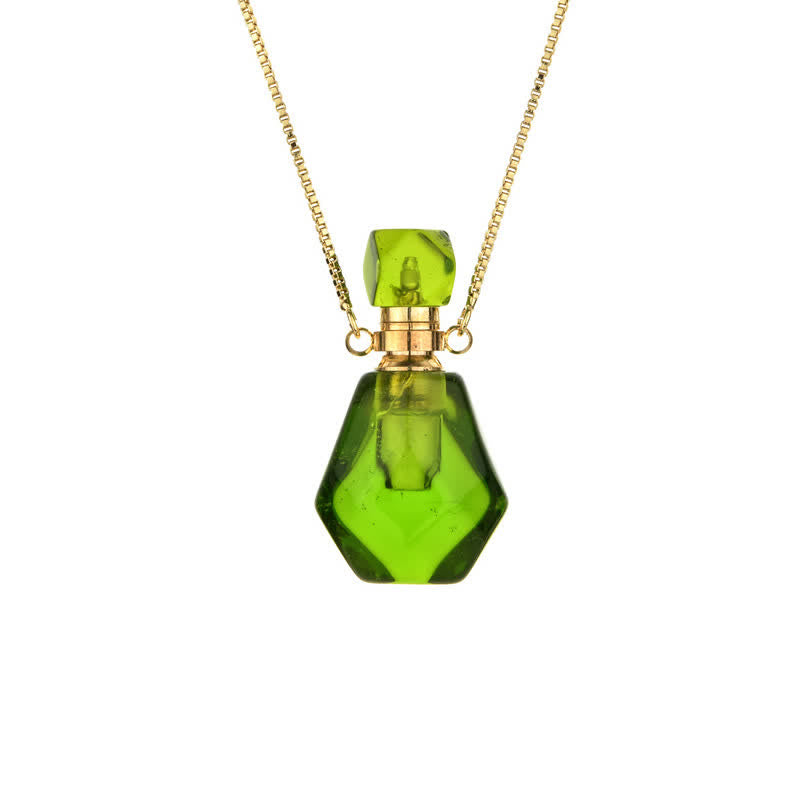 Women's crystal essential oil bottle necklace, combining natural beauty with function.