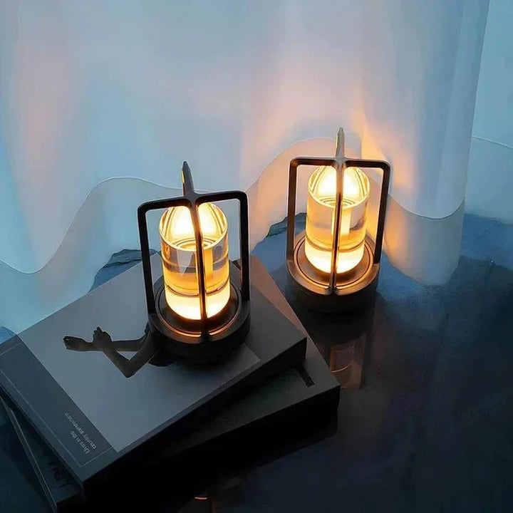 Modern touch crystal lamp, a rechargeable LED table lamp for elegant home decor & ambient bedside lighting.