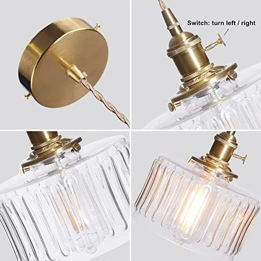 Elegant crystal vintage pendant lamp illuminating a kitchen island, stylish ambient lighting for home.