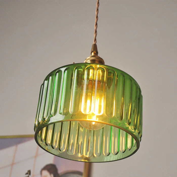 Clear glass crystal pendant lamp, vintage design for elegant ceiling light & home decor ambiance.