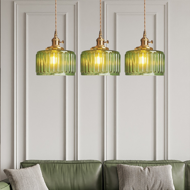 Crystal vintage pendant lamp illuminates a dining area, adding elegant ambient lighting & timeless style.