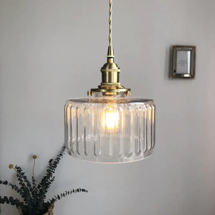 Unique faceted crystal vintage pendant lamp, an elegant glass ceiling light for sophisticated interior design.