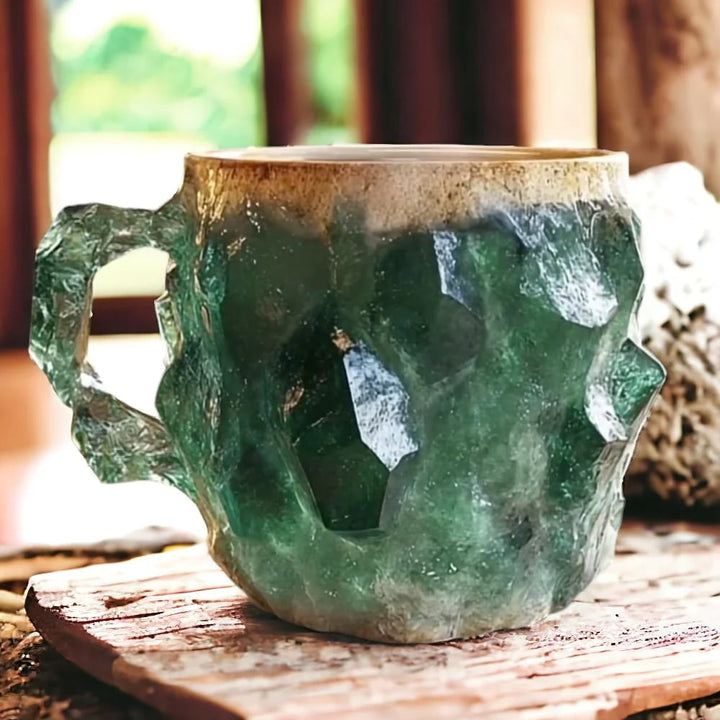 Clear crystal coffee mug, part of the CrystalBrew collection, designed for elegant hot cold drinks and modern kitchen aesthetics.