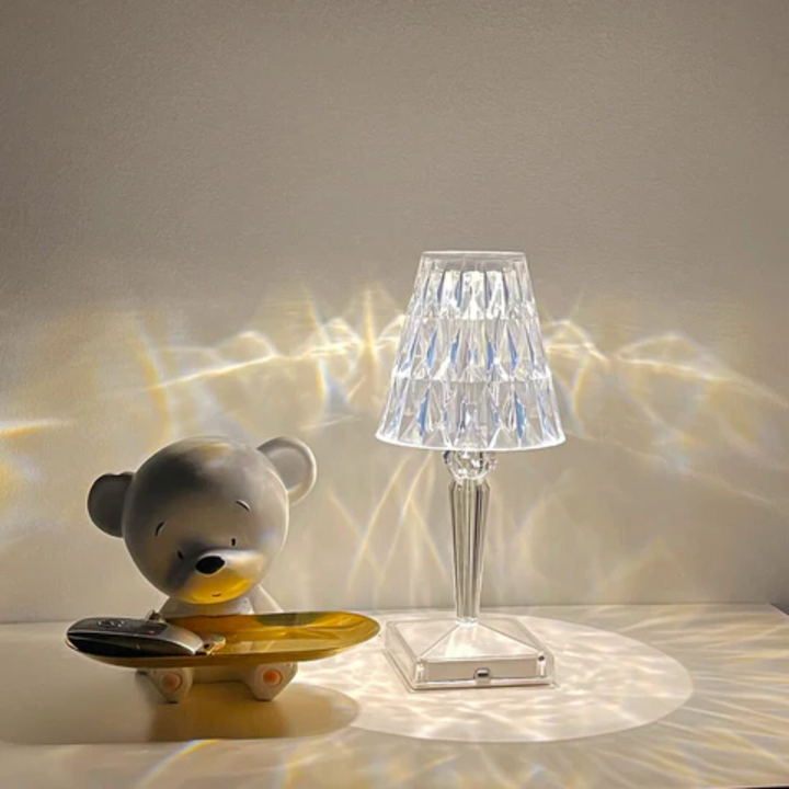 Crystal table lamp, elegant and chic, a perfect decorative piece for any home.
