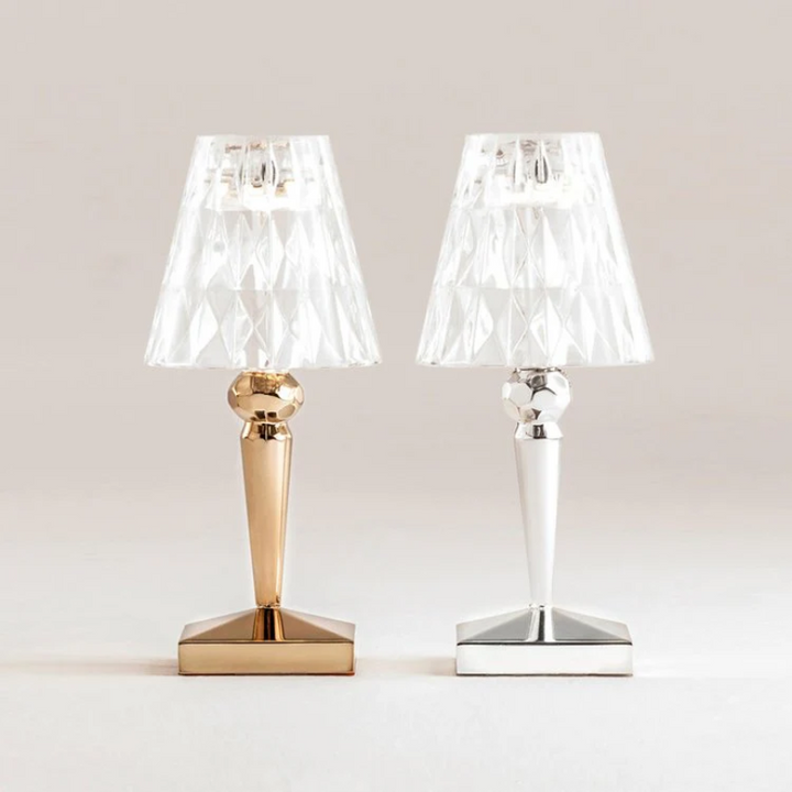 CrystalLuxe orange table lamp, a vibrant and elegant accent for home decor.