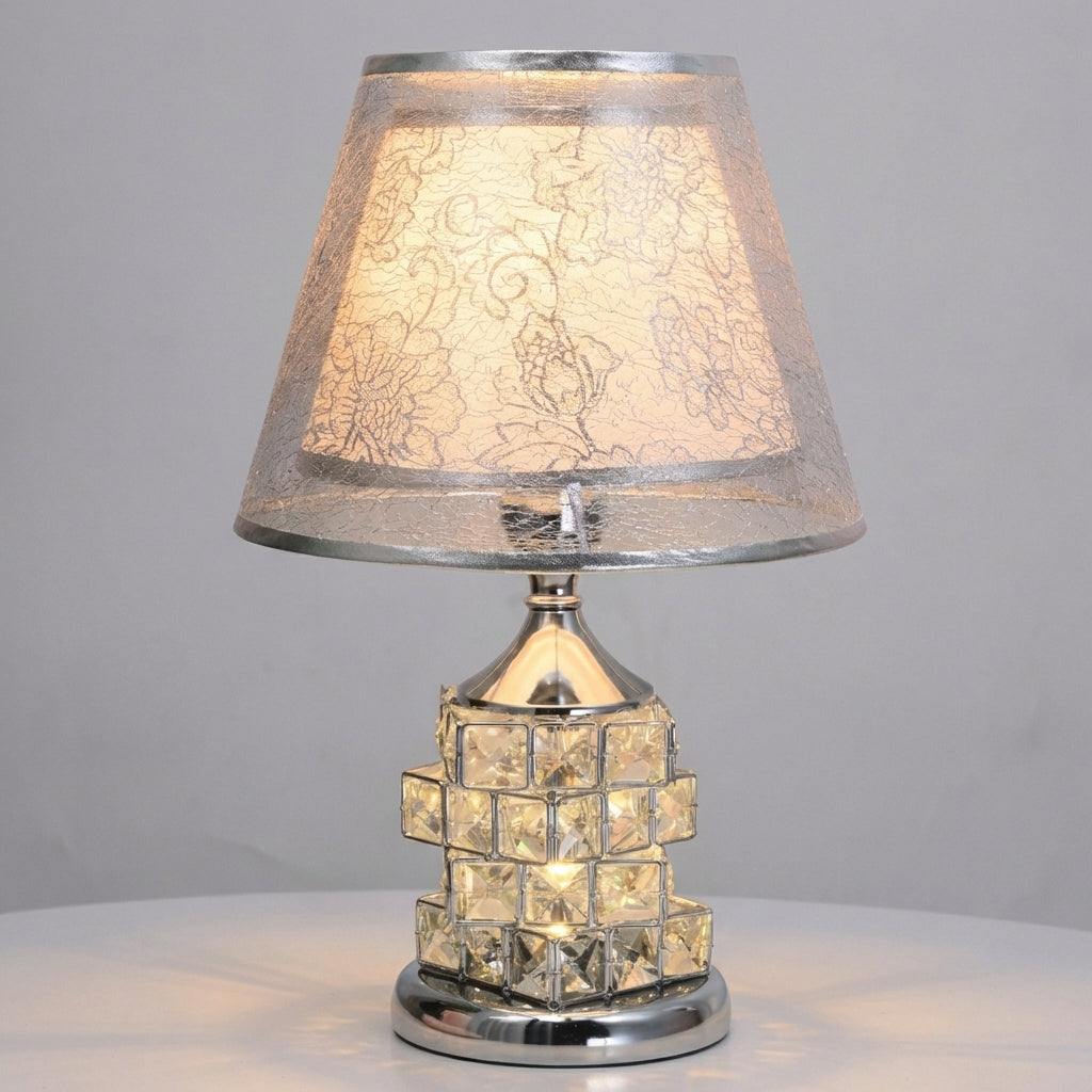 Modern gold-based crystal table lamp, offering both elegant home decor and practical LED lighting.