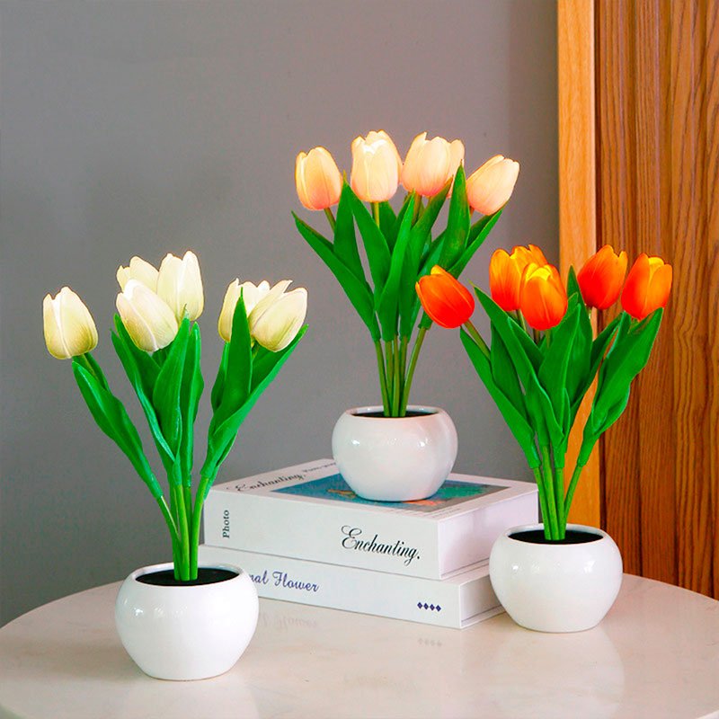 Elegant decorative LED Tulip Table Lamp, perfect for home decor, adding a touch of floral beauty to any room.
