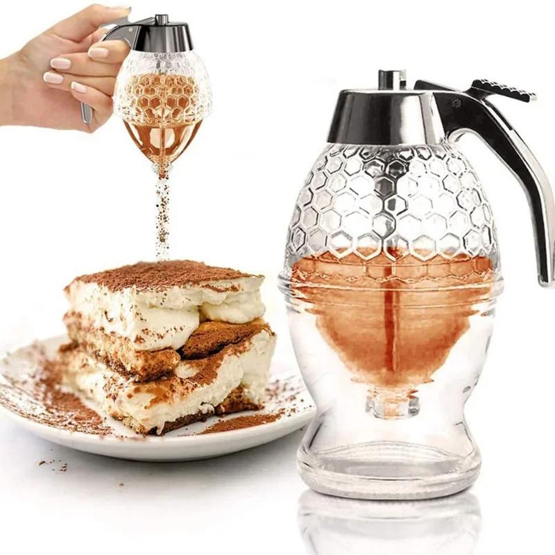 Unique drip-free honey dispenser, a practical & elegant kitchen gift idea for home cooks.