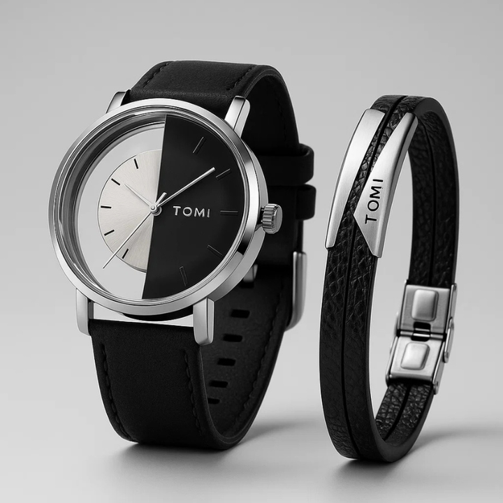 Elegant Eclipse design watch set with modern dial, suitable for timeless style.