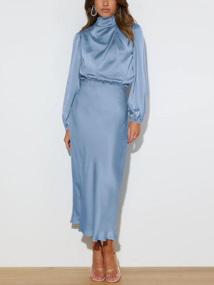 Luxurious Evelina satin maxi dress, women's elegant evening gown with a flattering fit for chic style.