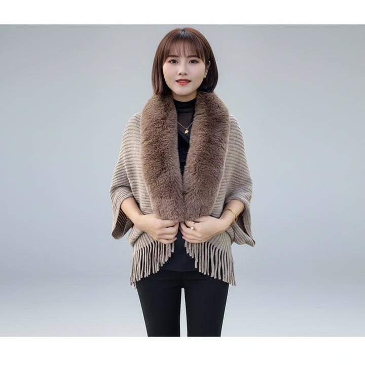 Luxurious 'Elisa' faux fur cape for women, stylish wrap one size, winter accessory