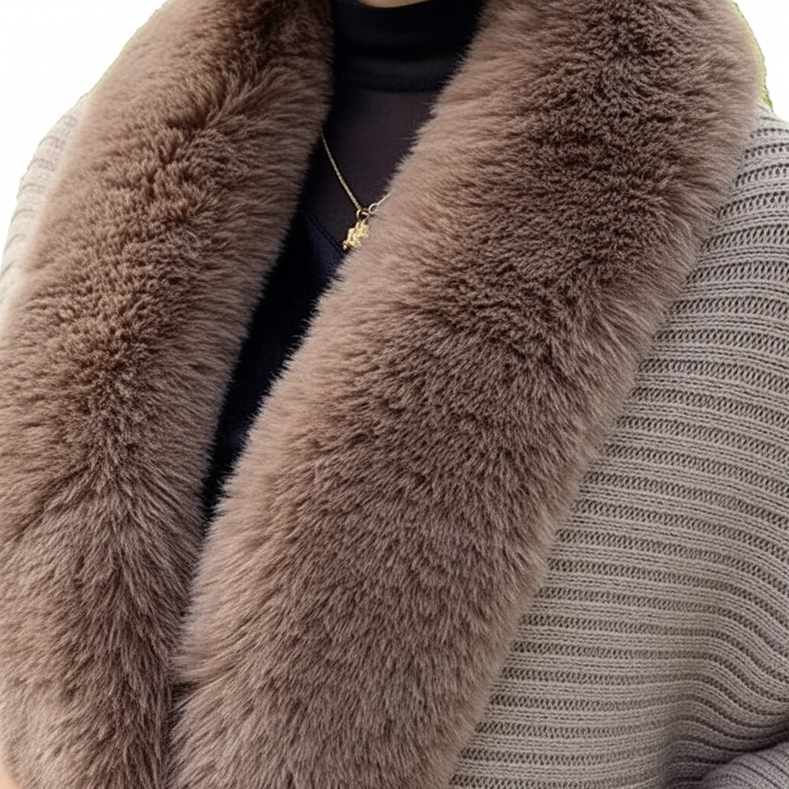 Women's 'Elisa' cape, elegant faux fur shawl, black, versatile ladies outerwear