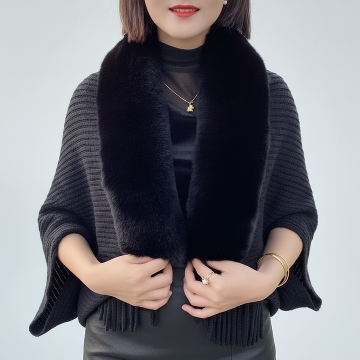 Cozy 'Elisa' women's faux fur cape, perfect for elegant winter fashion