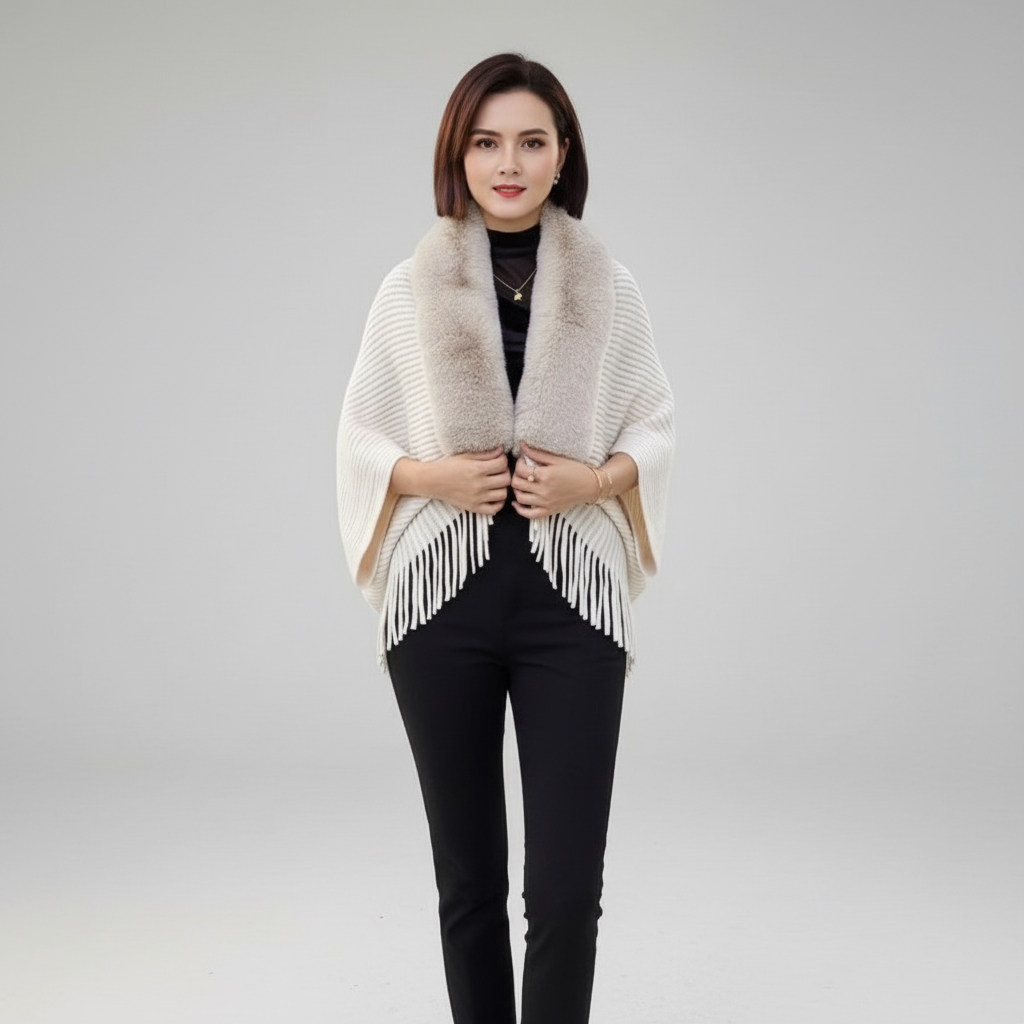 Versatile ladies 'Elisa' faux fur cape, outerwear for a sophisticated winter look