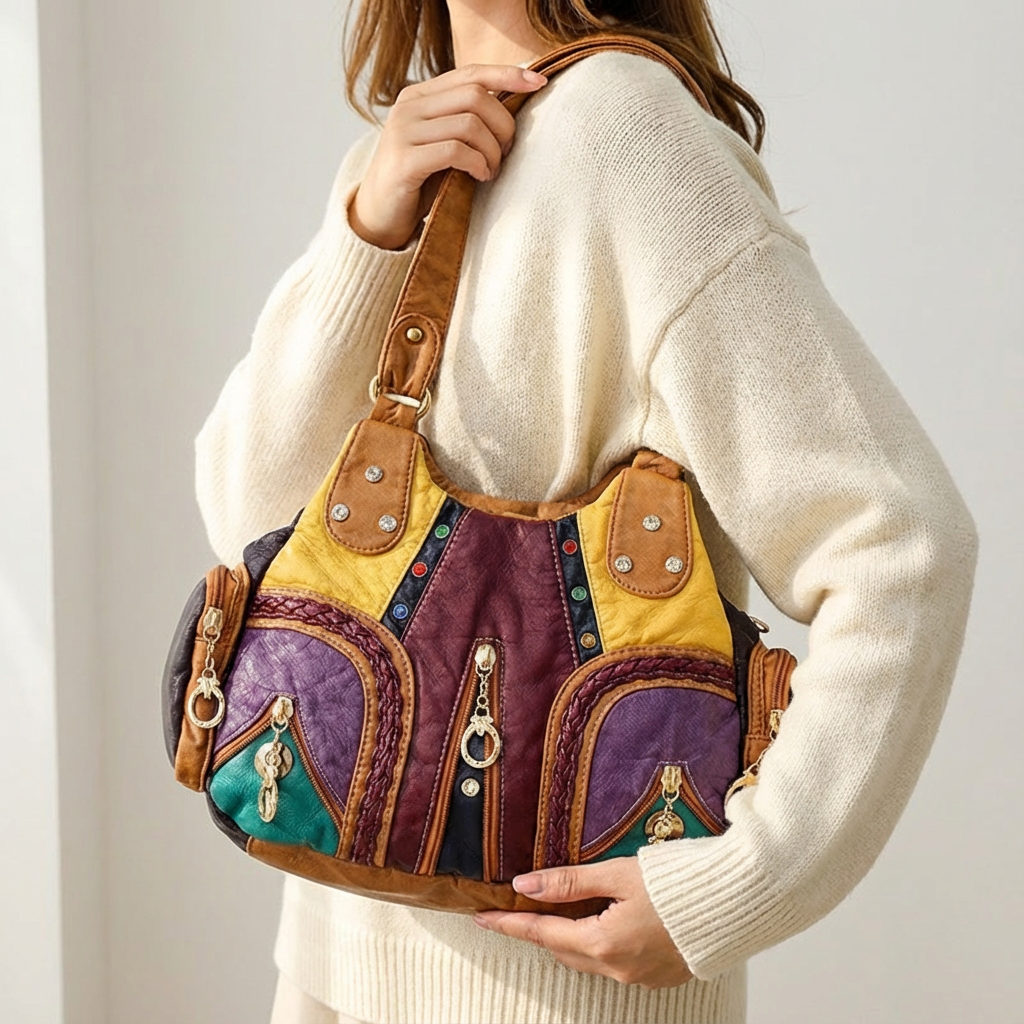 Elegant faux leather shoulder bag for women, a stylish and versatile crossbody handbag.