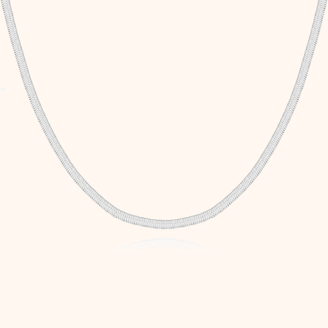 Delicate flat chain necklace, women's elegant and modern jewelry for any occasion.