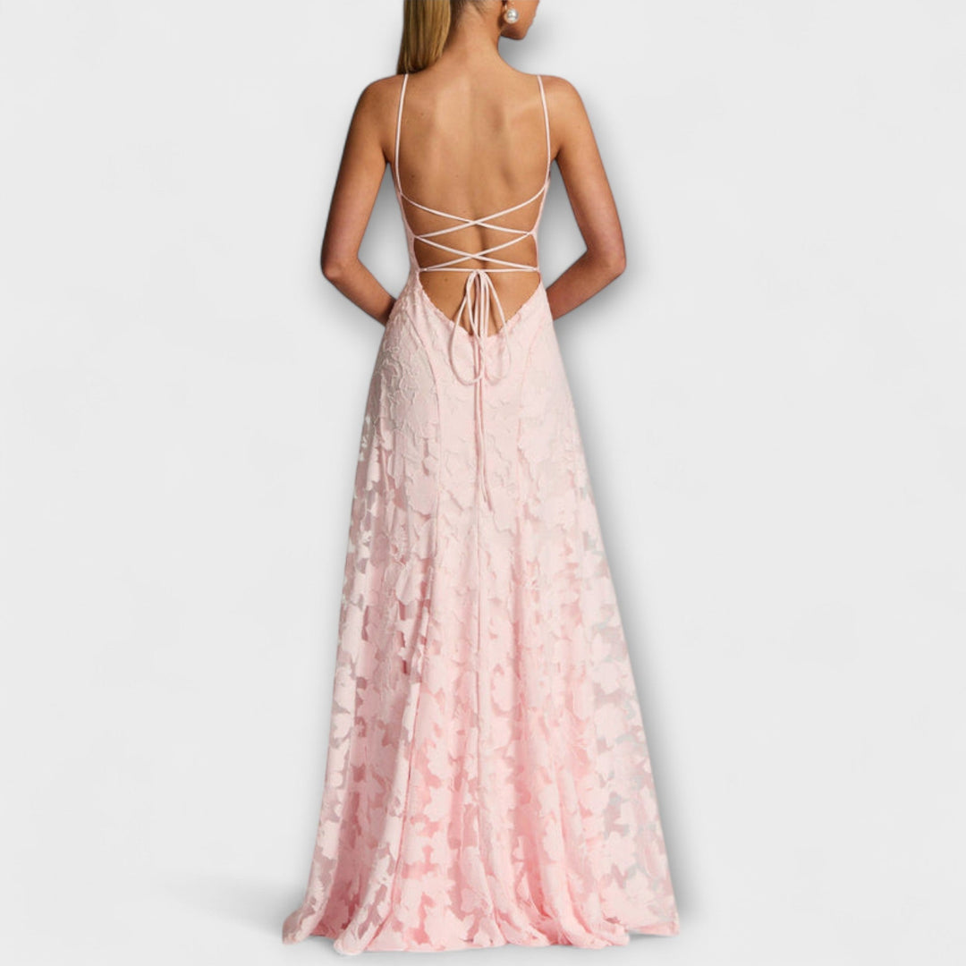 Exquisite women's floral lace maxi dress, elegant & stylish for special occasions, parties & formal events.