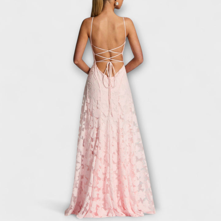 Exquisite women's floral lace maxi dress, elegant & stylish for special occasions, parties & formal events.