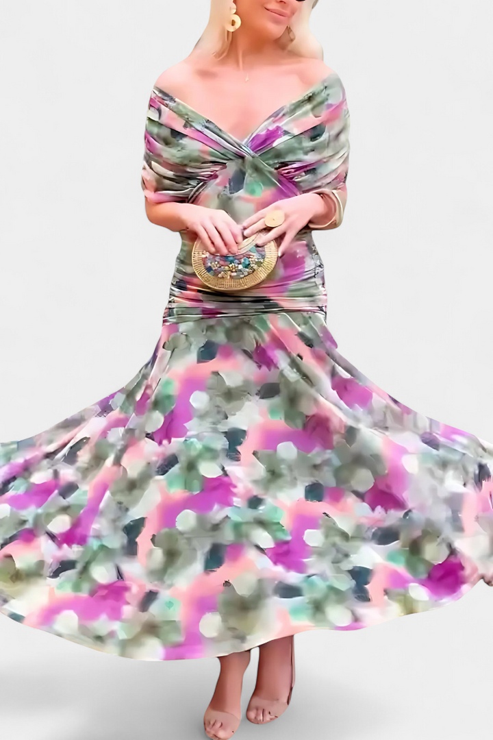 Gorgeous women's floral maxi dress, perfect evening wear with a romantic V-neck style.