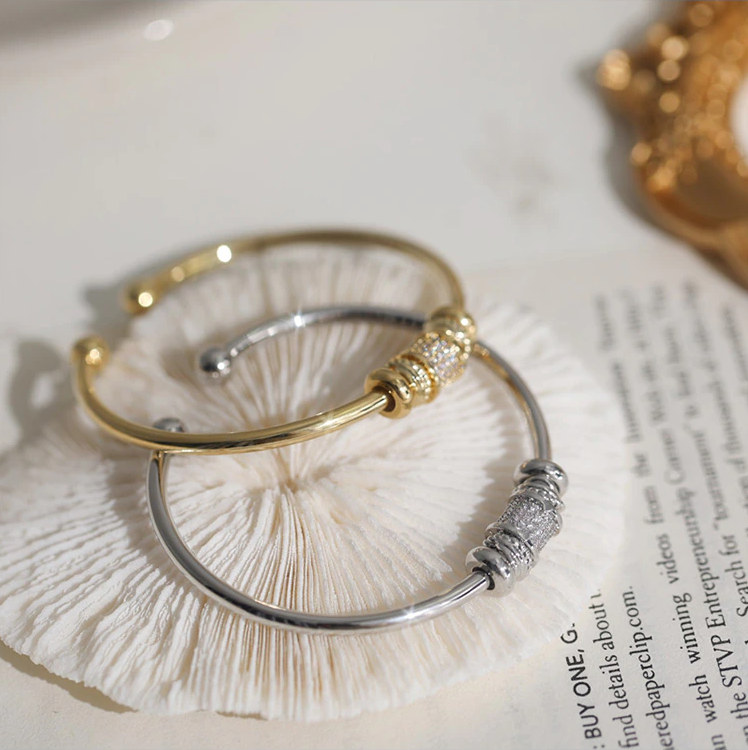 Sophisticated French style bangle bracelet, an elegant women's jewelry gift for her, a chic and fashionable statement piece.