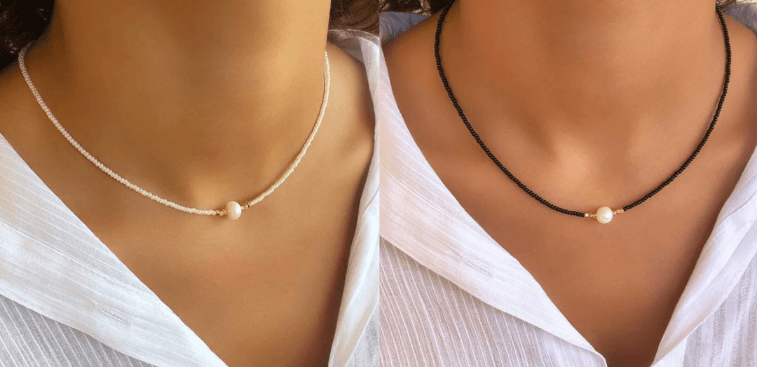 Elegant freshwater pearl necklace in beautiful gift packaging, ideal women's jewelry present.